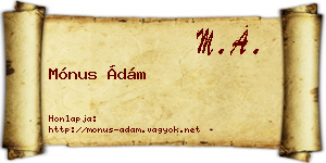 Mónus Ádám névjegykártya